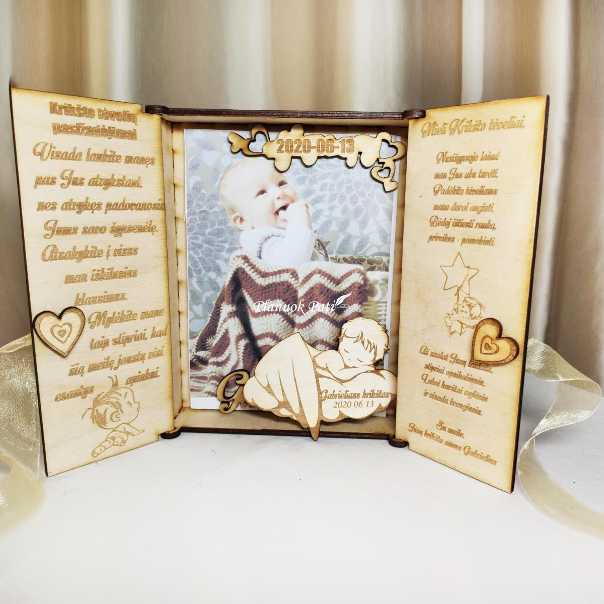 Padėka krikšto tėvams - super herojų magnetukai atverčiamuose rėmeliuose