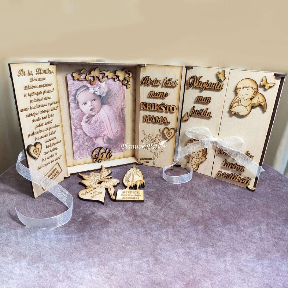 Du kvietimai būti krikšto tėveliais - magnetukai atverčiamuose rėmeliuose