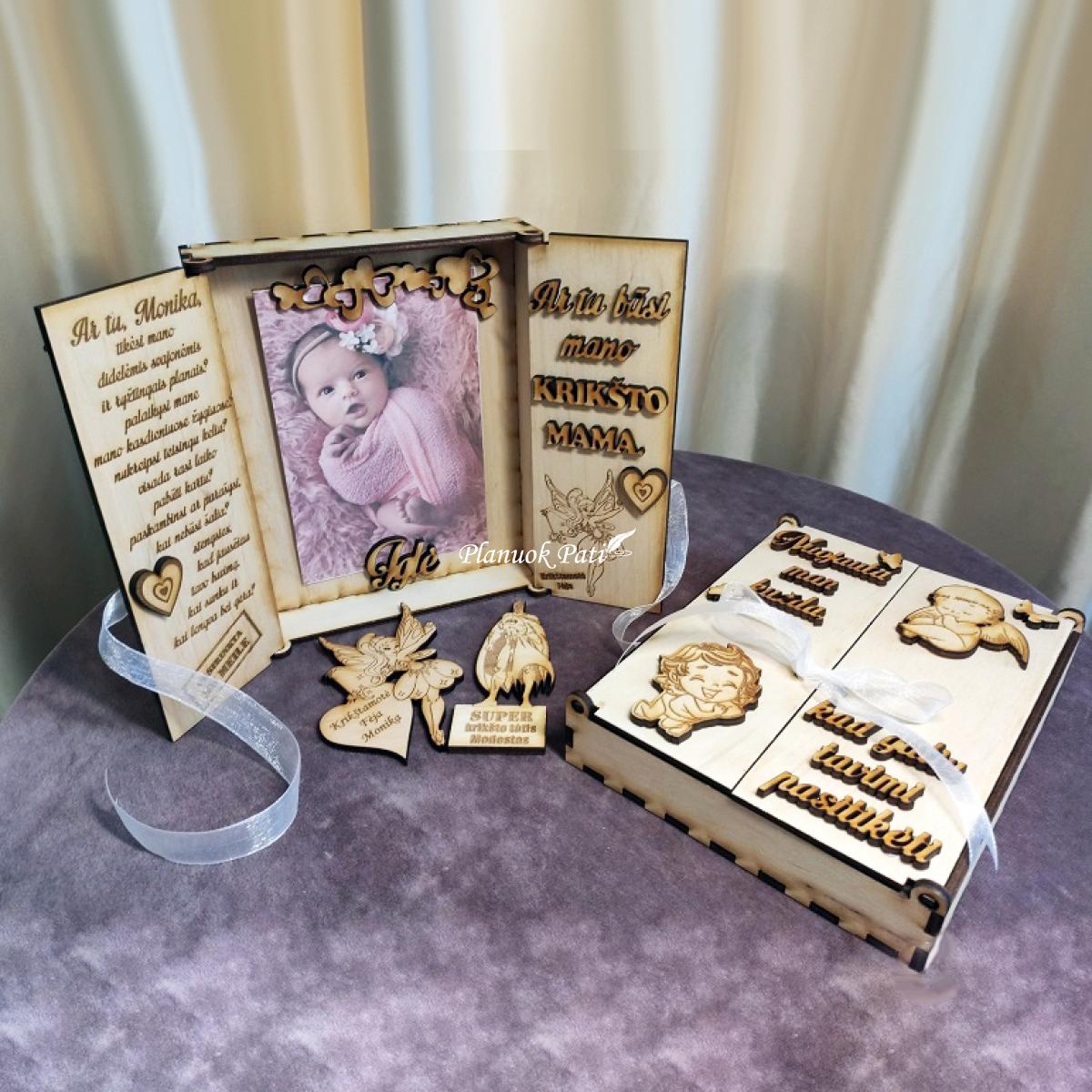 Du kvietimai būti krikšto tėveliais - magnetukai atverčiamuose rėmeliuose