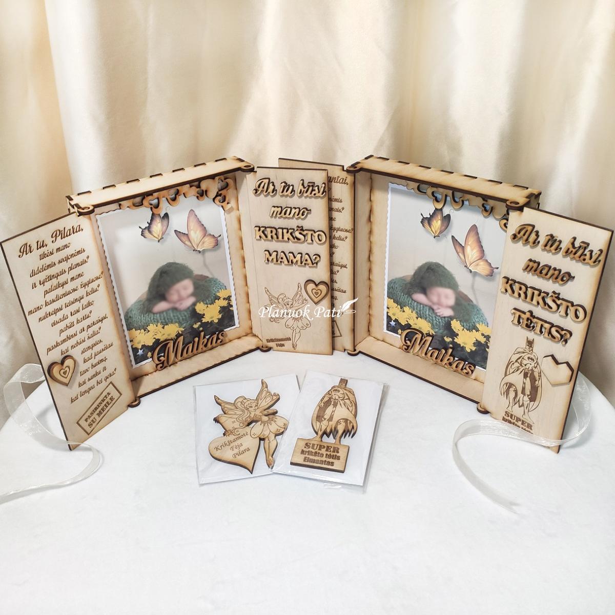 Du kvietimai būti krikšto tėveliais - magnetukai atverčiamuose rėmeliuose