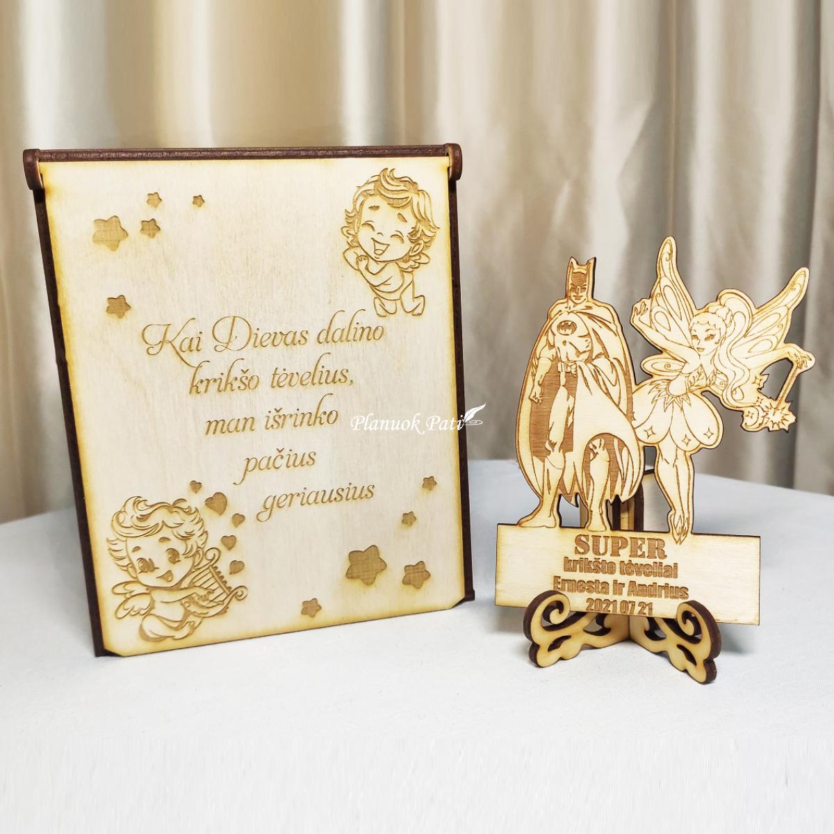 Padėka krikšto tėveliams - magnetukas su stoveliu