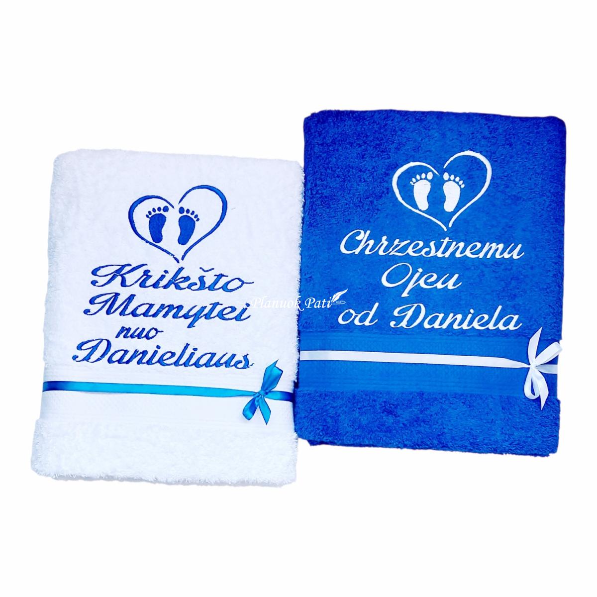 Dovana krikšto tėveliams - siuvinėtas rankšluostis