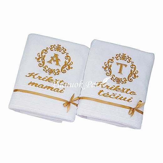 Dovana krikšto tėveliams - siuvinėtas rankšluostis