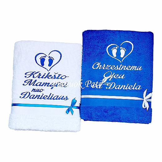 Dovana krikšto tėveliams - siuvinėtas rankšluostis DIDELIS