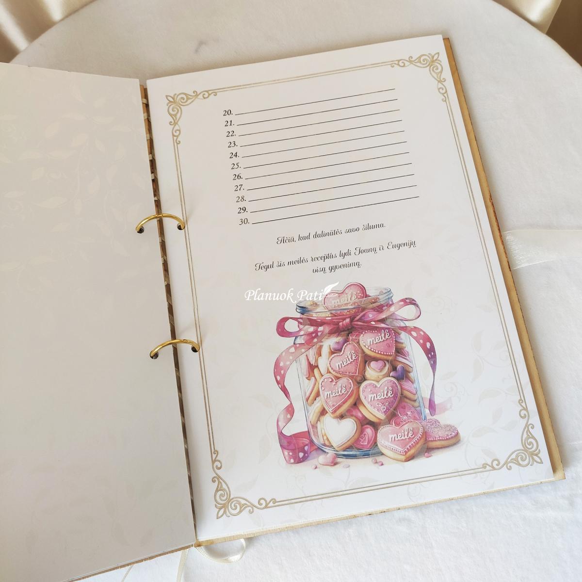 Segtuvas su sveikinimu santuokos liudijimui saugoti