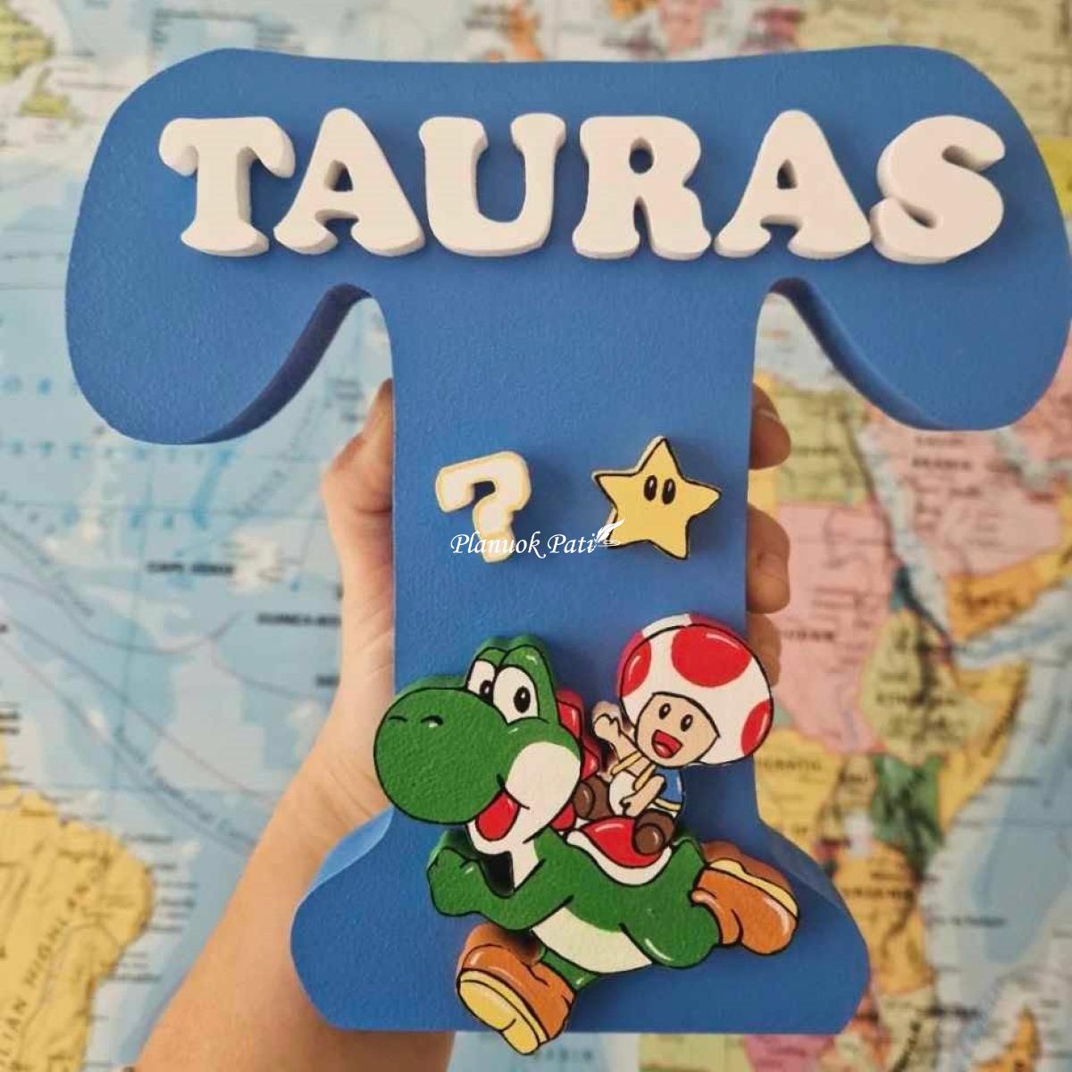Pastatoma raidė berniukui su vardu ir individualiu dekoru