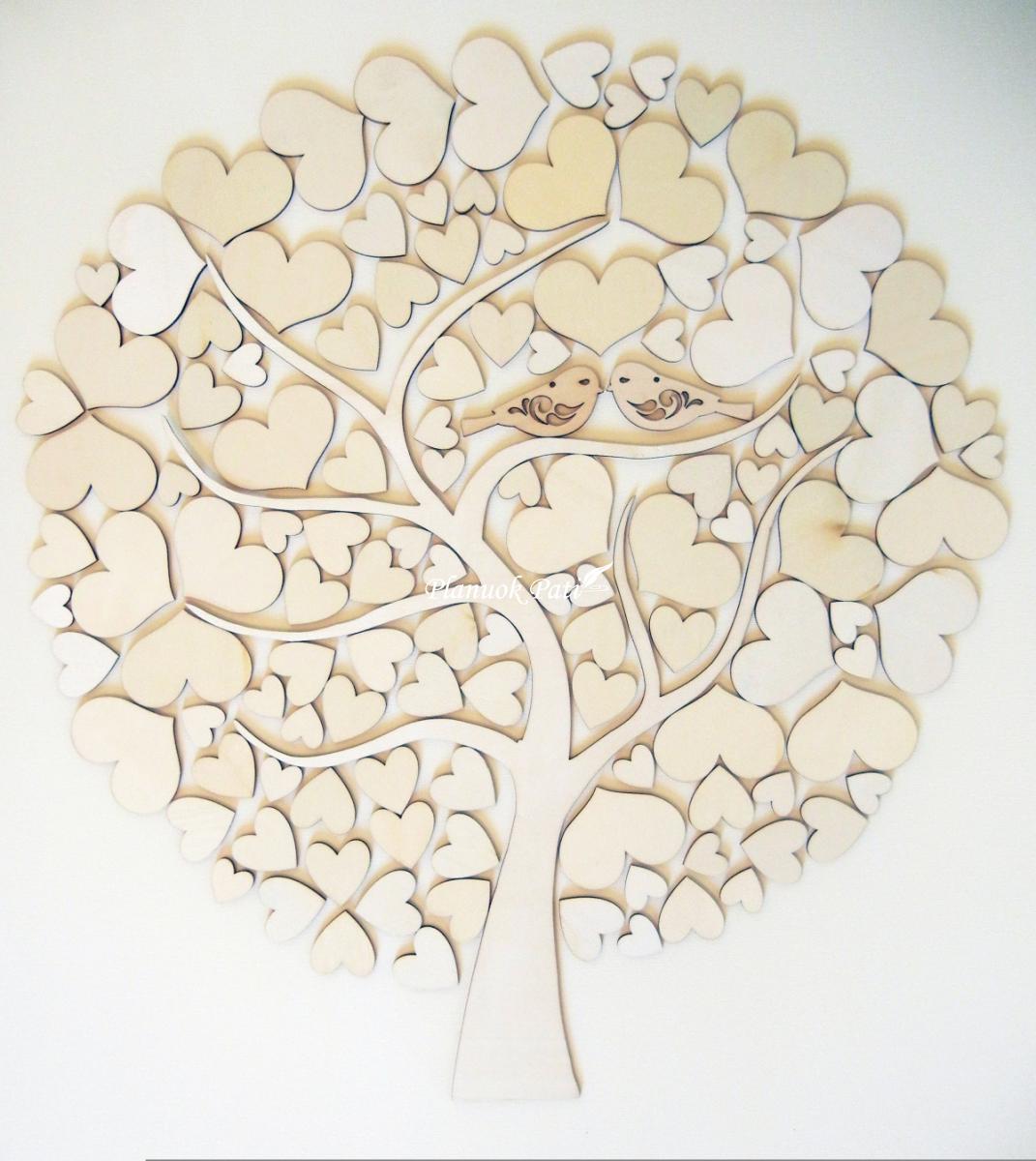 Paveikslas širdučių medis svečių palinkėjimams rašyti (50x70cm)