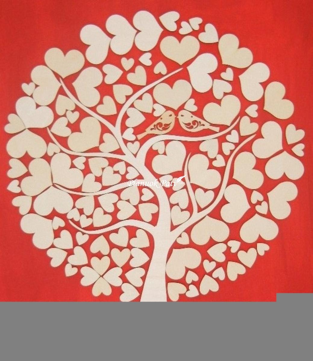 Paveikslas širdučių medis svečių palinkėjimams rašyti (50x70cm)