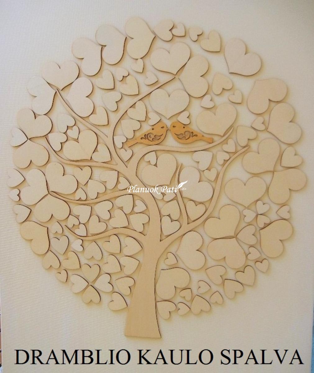 Paveikslas širdučių medis svečių palinkėjimams rašyti (50x70cm)