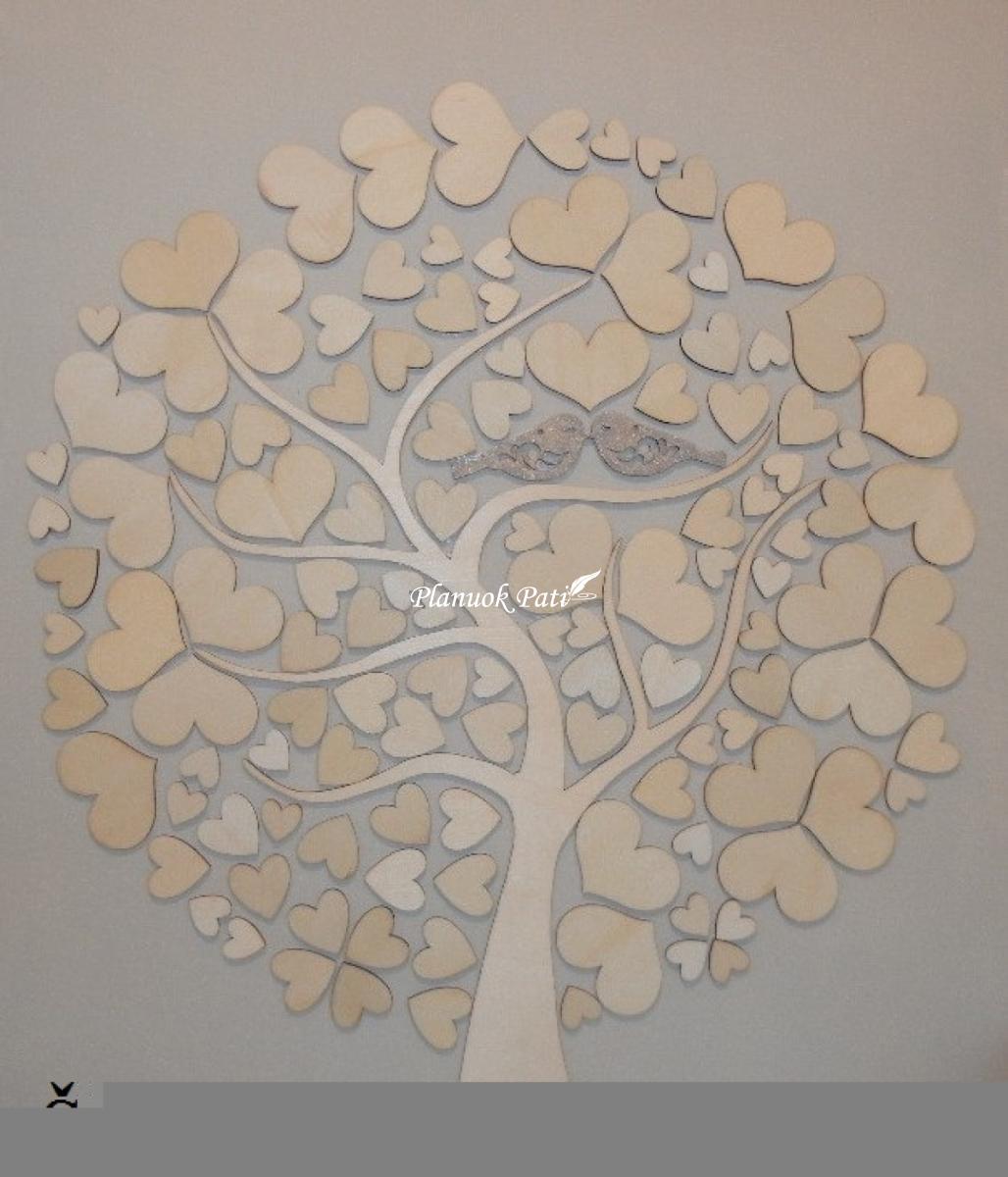 Paveikslas širdučių medis svečių palinkėjimams rašyti (50x70cm)