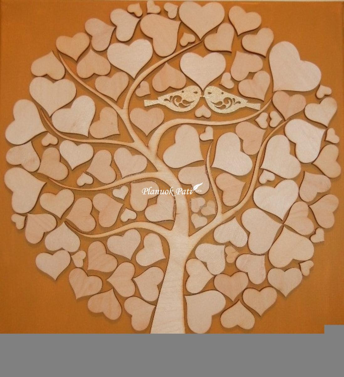 Paveikslas širdučių medis svečių palinkėjimams rašyti (50x70cm)