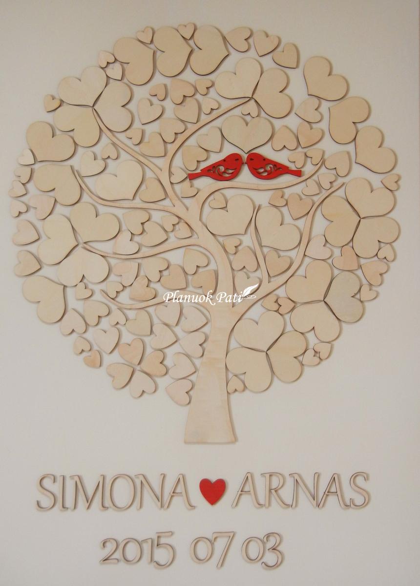 Paveikslas širdučių medis svečių palinkėjimams rašyti (50x70cm)