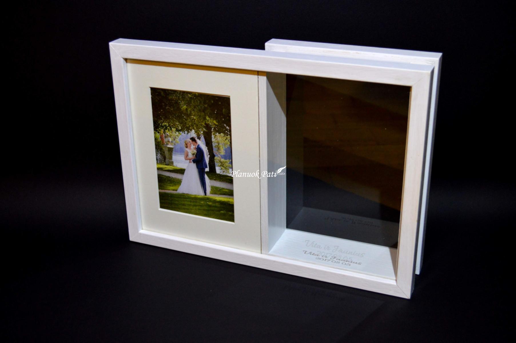 Dėžutė su nuotrauka smėlio ceremonijai