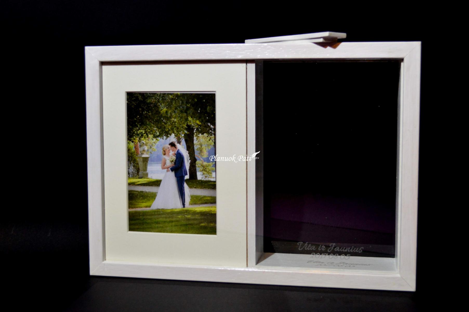 Dėžutė su nuotrauka smėlio ceremonijai