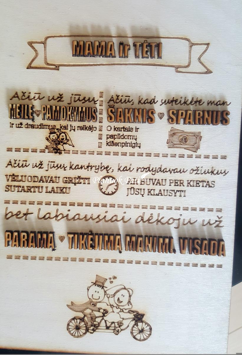 Padėka tėvams - rėmelis nuotraukai - Dviratukas