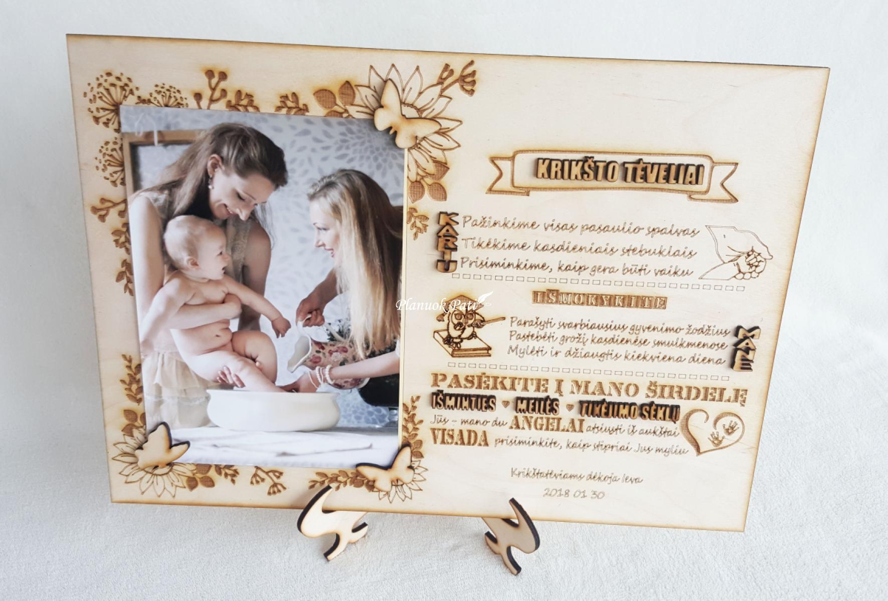Padėka krikšto tėveliams su nuotrauka