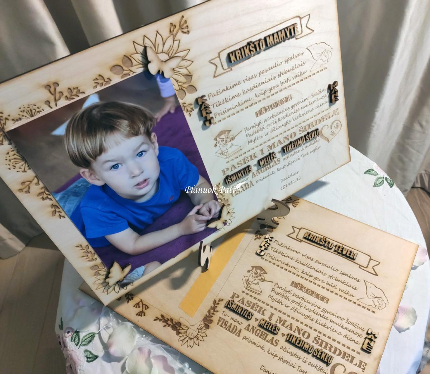 Padėka krikšto tėveliams su nuotrauka